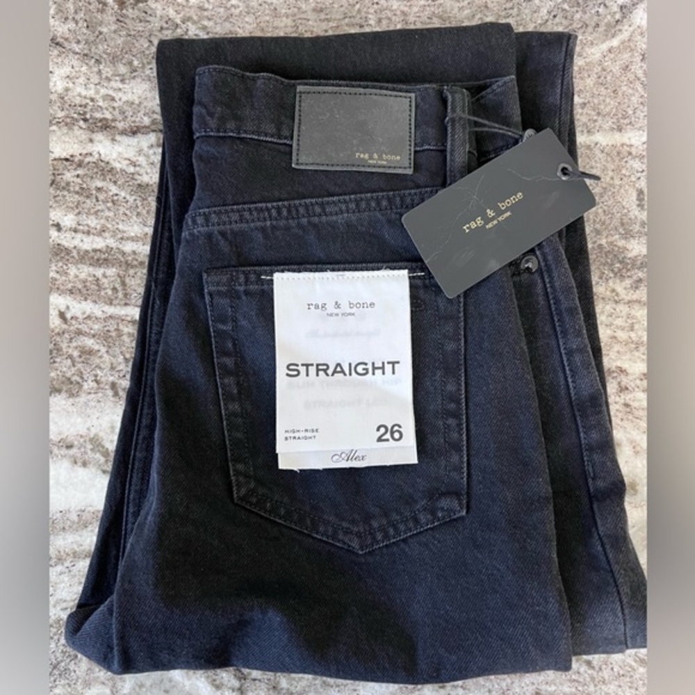 NWT Rag & Bone “Alex” High-Rise Straight jeans, black, size 26